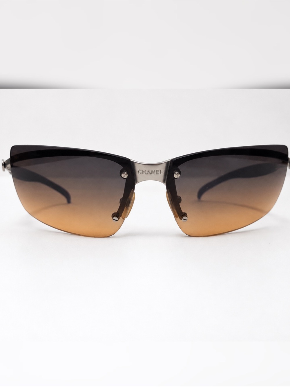 Vintage Chanel 4009 Women's Gradient Brown Rimless Sunglasses